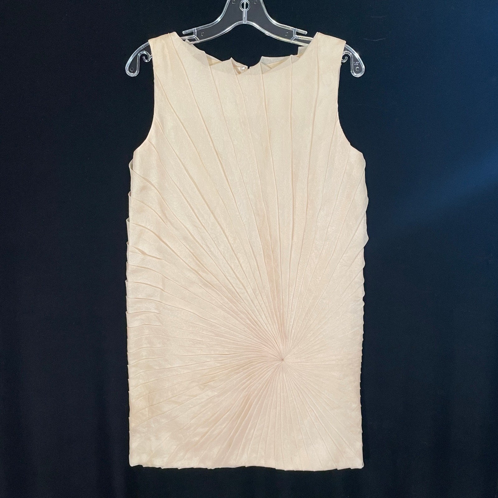 Christian Cota 100% Silk Mini Dress Sunburst Pleated Champagne Nude Cocktail 4 — image 2 of 7